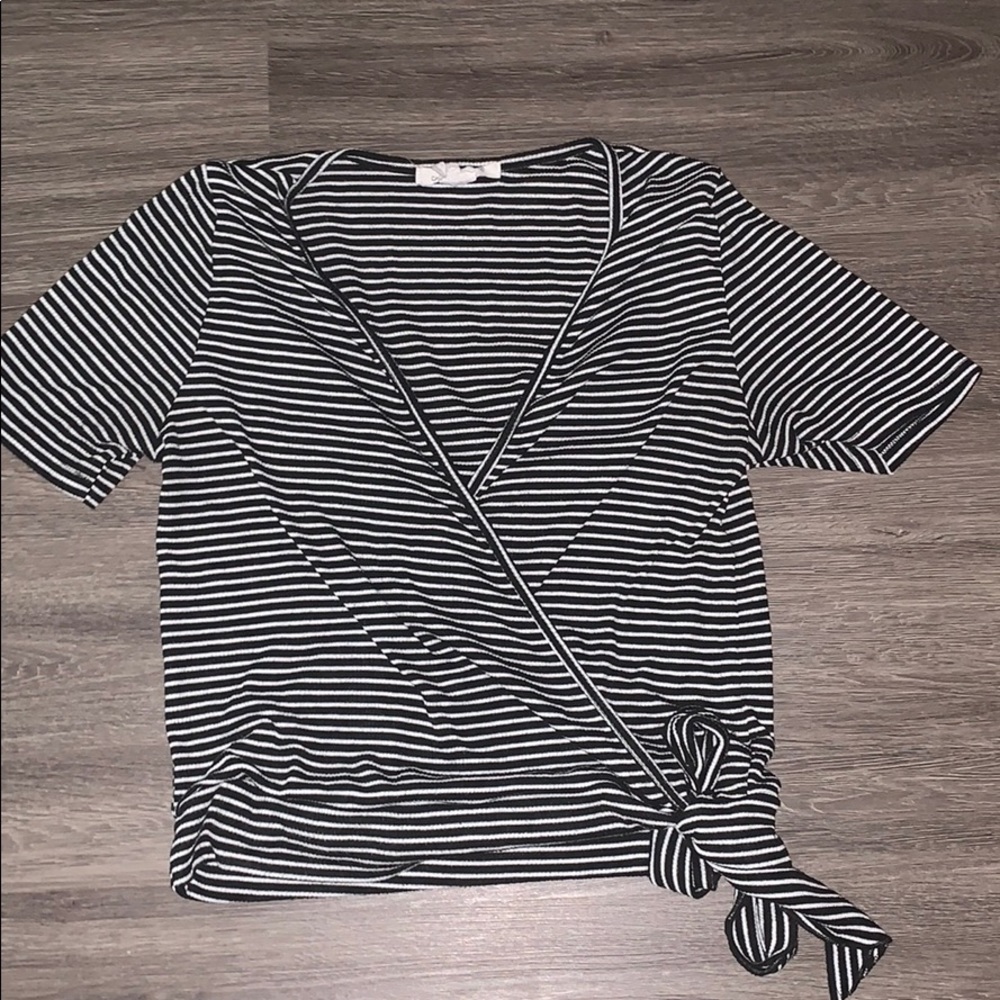 a striped t-shirt